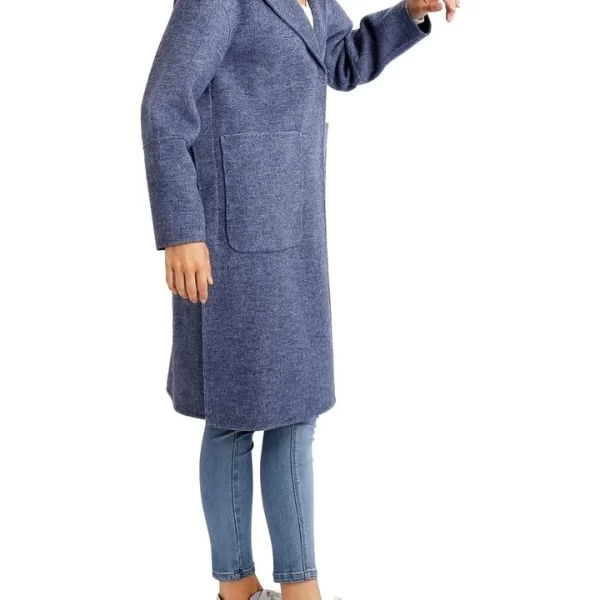 Walk This Way Wool Blend Oversized Coat in Blue